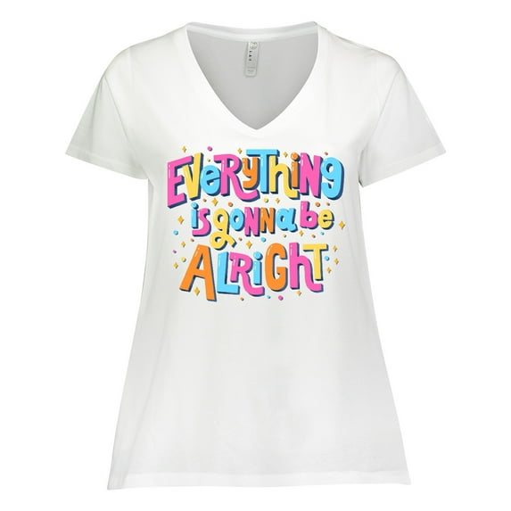 Inktastic Everything is Gonna be Alright Inspirational Quote Women's Plus Size V-Neck T-Shirt