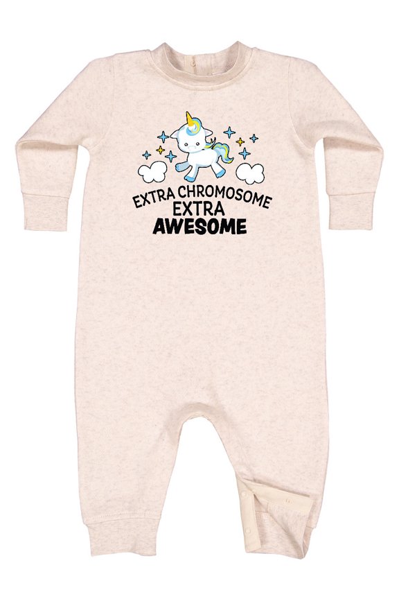 Extra Chromosome Extra Awesome with Unicorn Baby Fleece Romper