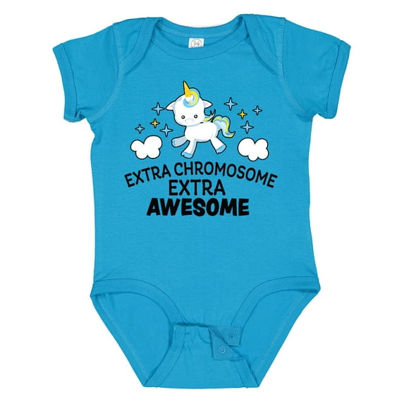 Inktastic Extra Chromosome Extra Awesome with Unicorn Boys or Girls Baby Bodysuit