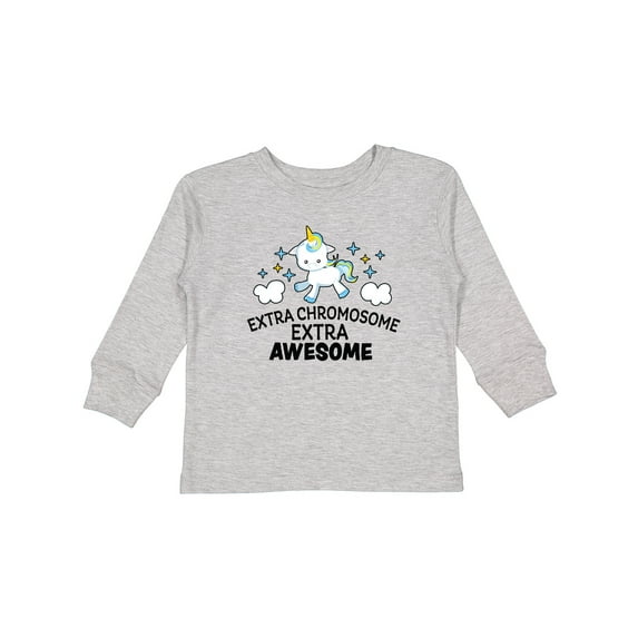 Inktastic Extra Chromosome Extra Awesome with Unicorn Boys or Girls Long Sleeve Toddler T-Shirt