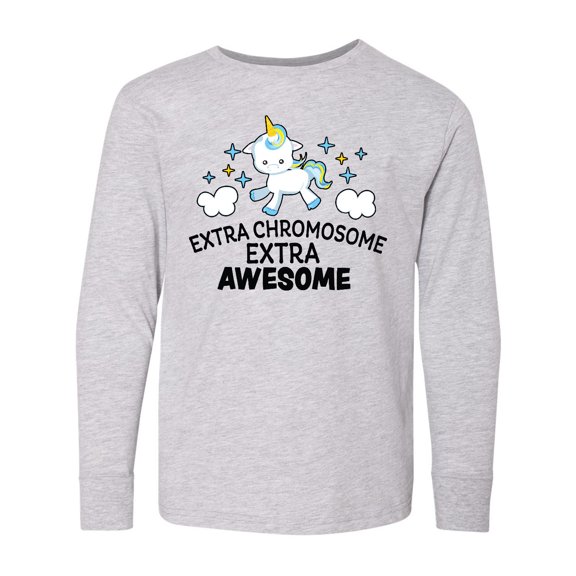 Inktastic Extra Chromosome Extra Awesome with Unicorn Long Sleeve Youth T-Shirt