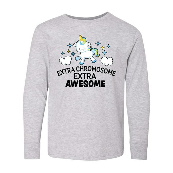 Inktastic Extra Chromosome Extra Awesome with Unicorn Long Sleeve Youth T-Shirt
