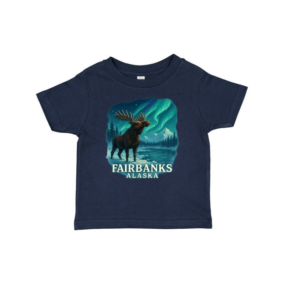 Inktastic Fairbanks Alaska Moose Northern Lights Scenic Art Boys or Girls Baby T-Shirt