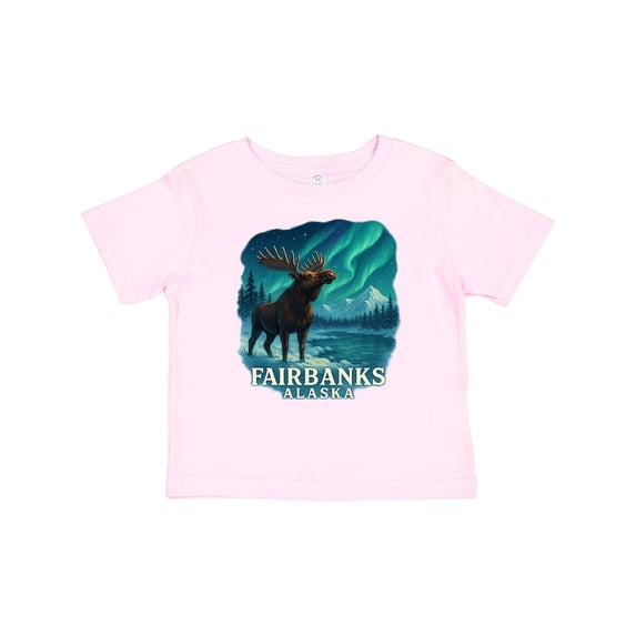 Inktastic Fairbanks Alaska Moose Northern Lights Scenic Art Boys or Girls Baby T-Shirt