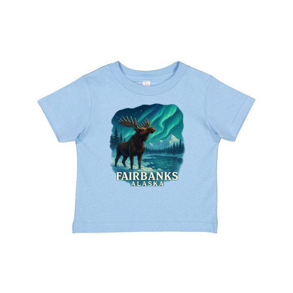 Inktastic Fairbanks Alaska Moose Northern Lights Scenic Art Boys or Girls Baby T-Shirt