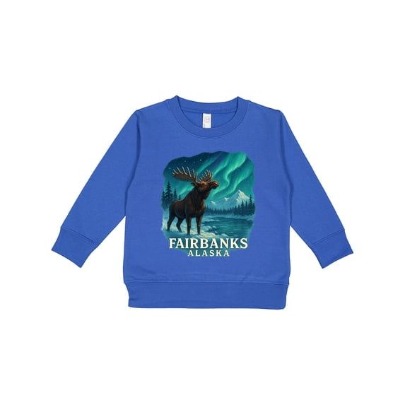 Inktastic Fairbanks Alaska Moose Northern Lights Scenic Art Toddler Sweatshirt