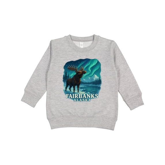 Inktastic Fairbanks Alaska Moose Northern Lights Scenic Art Toddler Sweatshirt