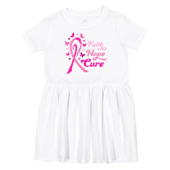 Inktastic Faith Hope Cure Breast Cancer Awareness Girls Toddler Dress