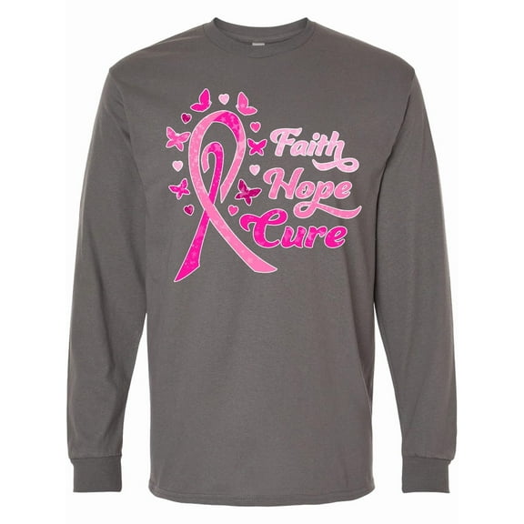 Inktastic Faith Hope Cure Breast Cancer Awareness Long Sleeve T-Shirt