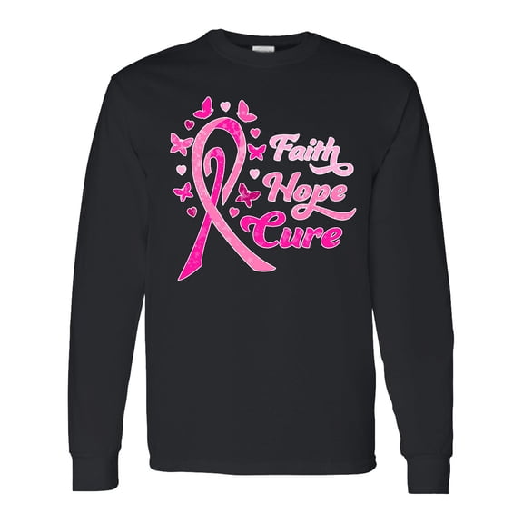 Inktastic Faith Hope Cure Breast Cancer Awareness Long Sleeve T-Shirt