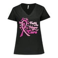 thumbnail image 1 of Inktastic Faith Hope Cure Breast Cancer Awareness Women's Plus Size V-Neck T-Shirt, 1 of 5