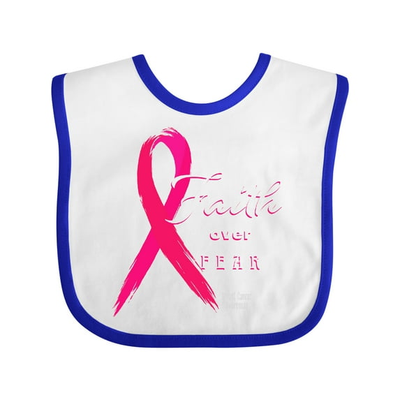 Inktastic Faith Over Fear Breast Cancer Awareness with Pink Ribbon Boys or Girls Baby Bib