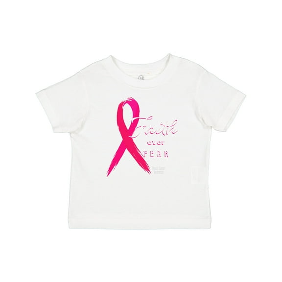 Inktastic Faith Over Fear Breast Cancer Awareness with Pink Ribbon Boys or Girls Baby T-Shirt
