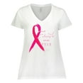 thumbnail image 1 of Inktastic Faith Over Fear Breast Cancer Awareness with Pink Ribbon Women's Plus Size V-Neck T-Shirt, 1 of 5