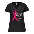 thumbnail image 1 of Inktastic Faith Over Fear Breast Cancer Awareness with Pink Ribbon Women's Plus Size V-Neck T-Shirt, 1 of 5