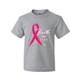 thumbnail image 1 of Inktastic Faith Over Fear Breast Cancer Awareness with Pink Ribbon Youth T-Shirt, 1 of 5
