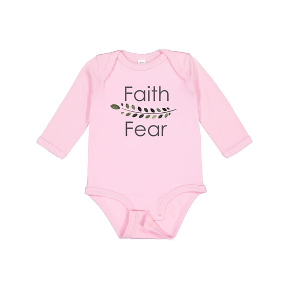 Inktastic Faith Over Fear with Laurels Boys or Girls Long Sleeve Baby Bodysuit