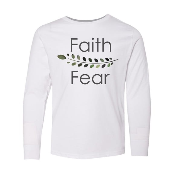Inktastic Faith Over Fear with Laurels Long Sleeve Youth T-Shirt