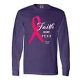 thumbnail image 1 of Inktastic Faith over Fear Breast Cancer Awareness with Pink Ribbon Long Sleeve T-Shirt, 1 of 5