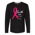 thumbnail image 1 of Inktastic Faith over Fear Breast Cancer Awareness with Pink Ribbon Long Sleeve T-Shirt, 1 of 5