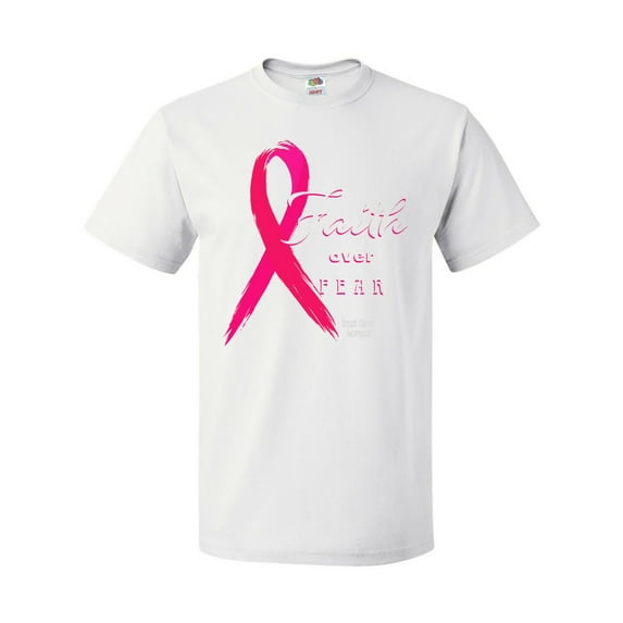 Inktastic Faith over Fear Breast Cancer Awareness with Pink Ribbon T-Shirt