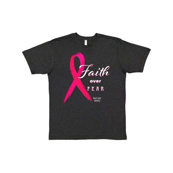 Inktastic Faith over Fear Breast Cancer Awareness with Pink Ribbon T-Shirt