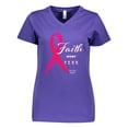 thumbnail image 1 of Inktastic Faith over Fear Breast Cancer Awareness with Pink Ribbon Women's V-Neck T-Shirt, 1 of 5