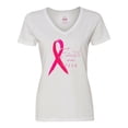 thumbnail image 1 of Inktastic Faith over Fear Breast Cancer Awareness with Pink Ribbon Women's V-Neck T-Shirt, 1 of 5