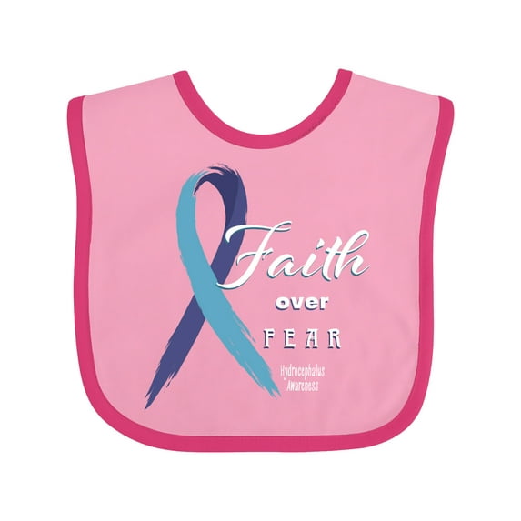 Inktastic Faith over Fear Hydrocephalus Awareness with Blue Ribbon Boys or Girls Baby Bib