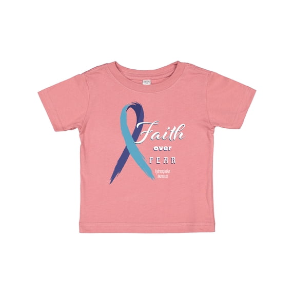 Inktastic Faith over Fear Hydrocephalus Awareness with Blue Ribbon Boys or Girls Baby T-Shirt