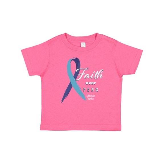 Inktastic Faith over Fear Hydrocephalus Awareness with Blue Ribbon Boys or Girls Baby T-Shirt