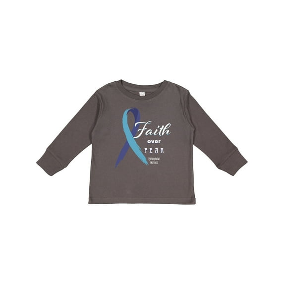 Inktastic Faith over Fear Hydrocephalus Awareness with Blue Ribbon Boys or Girls Long Sleeve Toddler T-Shirt