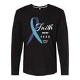 thumbnail image 1 of Inktastic Faith over Fear Hydrocephalus Awareness with Blue Ribbon Long Sleeve T-Shirt, 1 of 5