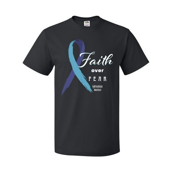 Inktastic Faith over Fear Hydrocephalus Awareness with Blue Ribbon T-Shirt