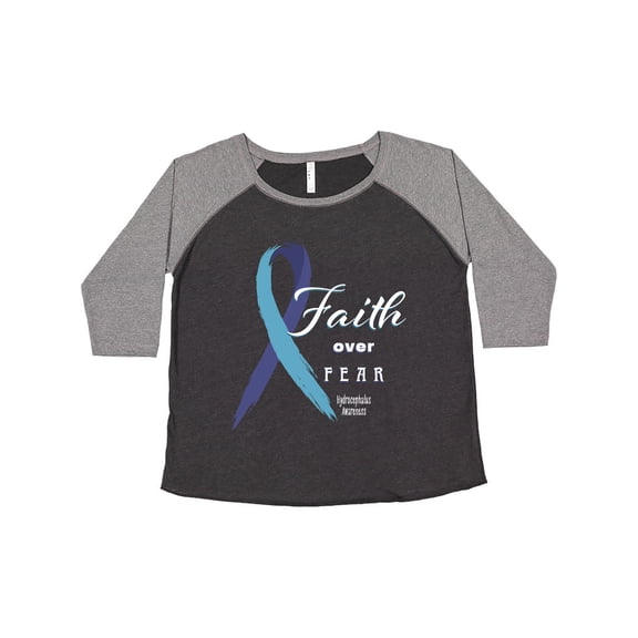 Inktastic Faith over Fear Hydrocephalus Awareness with Blue Ribbon Women's Plus Size T-Shirt