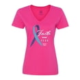 thumbnail image 1 of Inktastic Faith over Fear Hydrocephalus Awareness with Blue Ribbon Women's V-Neck T-Shirt, 1 of 5