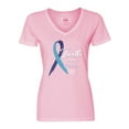 thumbnail image 1 of Inktastic Faith over Fear Hydrocephalus Awareness with Blue Ribbon Women's V-Neck T-Shirt, 1 of 5