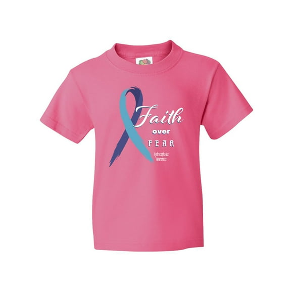 Inktastic Faith over Fear Hydrocephalus Awareness with Blue Ribbon Youth T-Shirt
