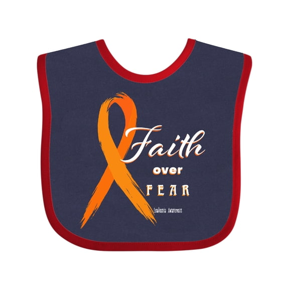 Inktastic Faith over Fear Leukemia Awareness with Orange Ribbon Boys or Girls Baby Bib