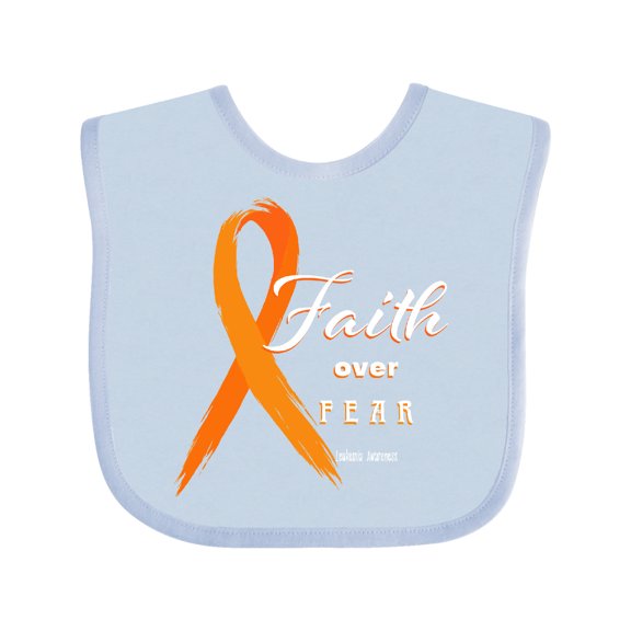 Inktastic Faith over Fear Leukemia Awareness with Orange Ribbon Boys or Girls Baby Bib