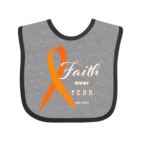 Inktastic Faith over Fear Leukemia Awareness with Orange Ribbon Boys or Girls Baby Bib