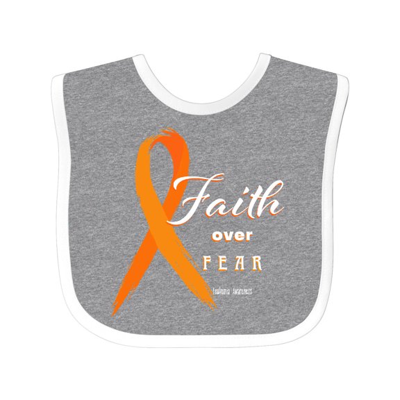 Inktastic Faith over Fear Leukemia Awareness with Orange Ribbon Boys or Girls Baby Bib