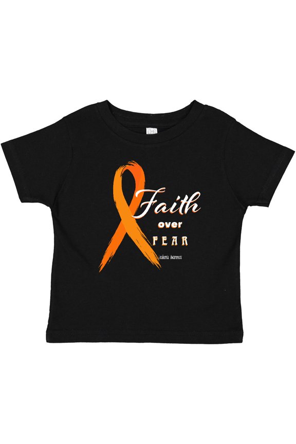 Faith over Fear Leukemia Awareness with Orange Ribbon Boys or Girls Baby T-Shirt