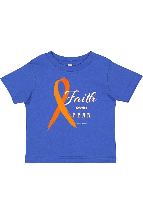 Faith over Fear Leukemia Awareness with Orange Ribbon Boys or Girls Baby T-Shirt