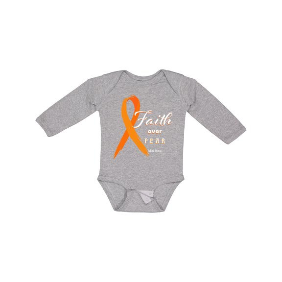 Inktastic Faith over Fear Leukemia Awareness with Orange Ribbon Boys or Girls Long Sleeve Baby Bodysuit