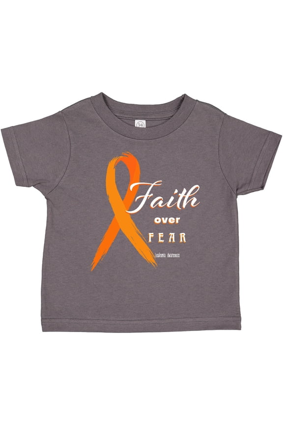 Faith over Fear Leukemia Awareness with Orange Ribbon Boys or Girls Toddler T-Shirt