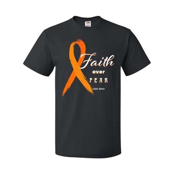 Inktastic Faith over Fear Leukemia Awareness with Orange Ribbon T-Shirt