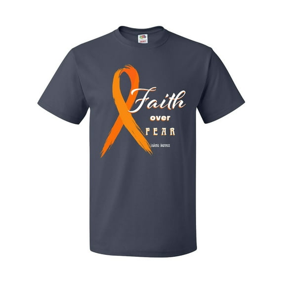 Inktastic Faith over Fear Leukemia Awareness with Orange Ribbon T-Shirt