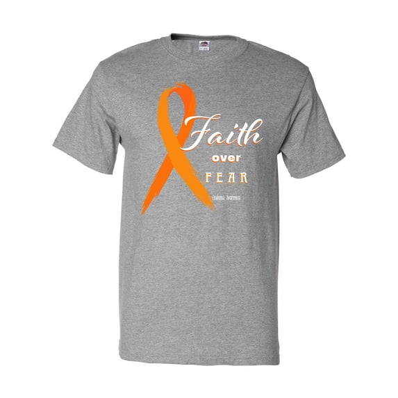 Inktastic Faith over Fear Leukemia Awareness with Orange Ribbon T-Shirt