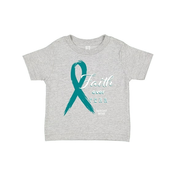 Inktastic Faith over Fear Ovarian Cancer Awareness with Teal Ribbon Boys or Girls Toddler T-Shirt